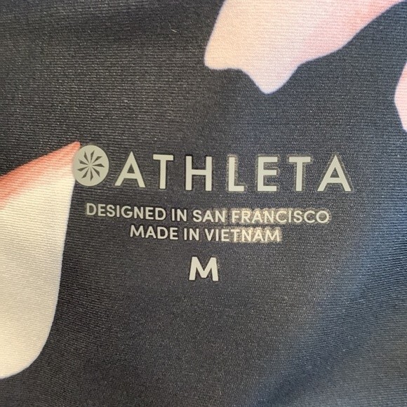 NWOT Athleta | Floral Leggings Black Pink Yoga Workout 82284 - Picture 6 of 7
